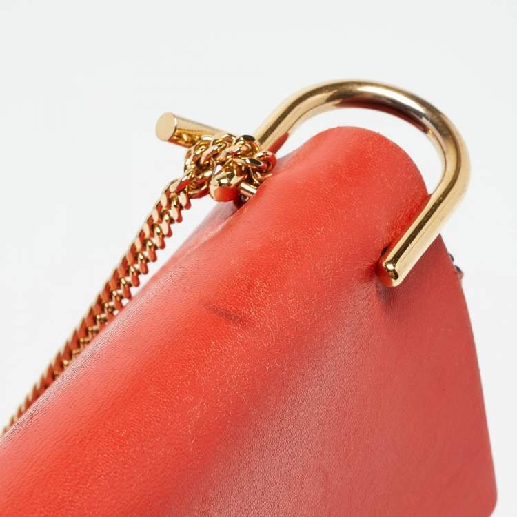 Pre Owned Chloe Two Tone Orange Leather Medium Drew Shoulder Bag
