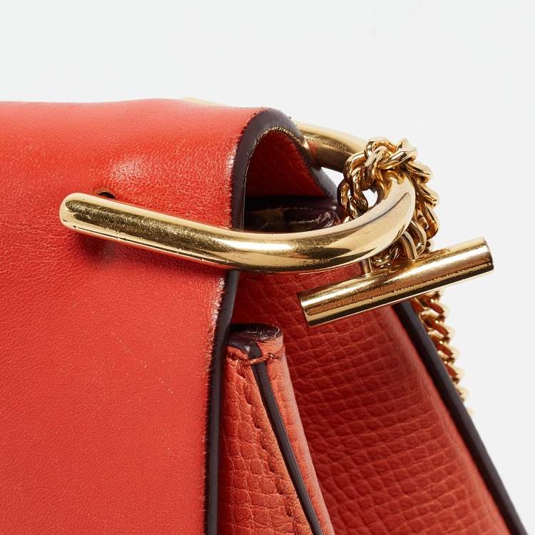 Pre Owned Chloe Two Tone Orange Leather Medium Drew Shoulder Bag