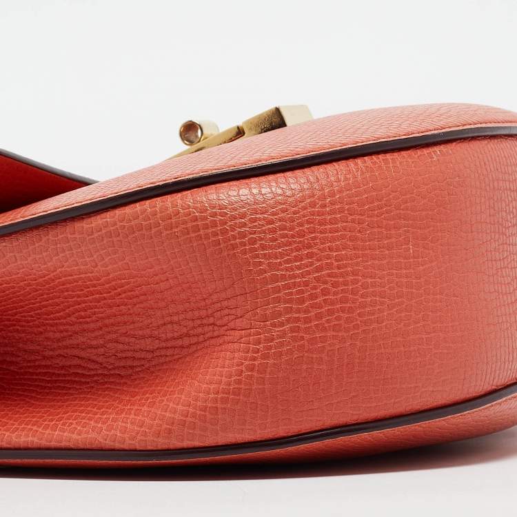 Pre Owned Chloe Two Tone Orange Leather Medium Drew Shoulder Bag