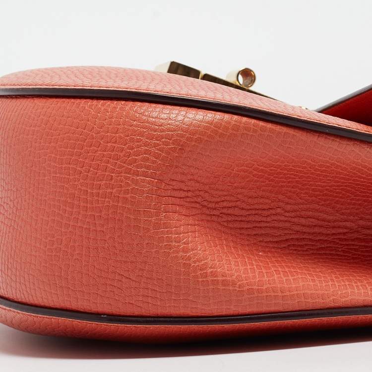 Pre Owned Chloe Two Tone Orange Leather Medium Drew Shoulder Bag