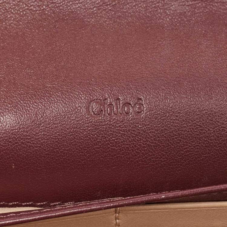 Pre Owned Chloe Burgundy Leather Horse Embroidered Flap Continental Wallet