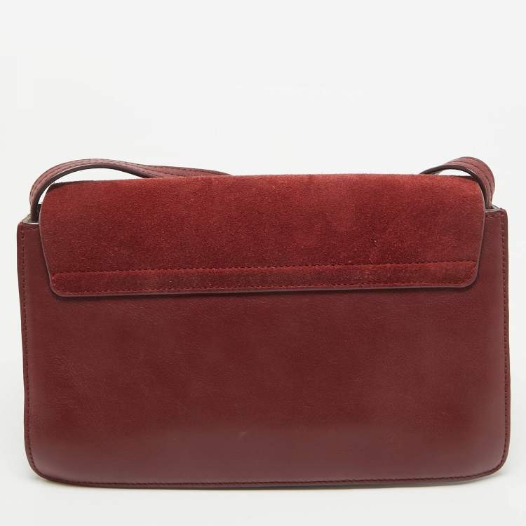 Pre Owned Chloe Burgundy Leather and Suede Small Faye Shoulder Bag
