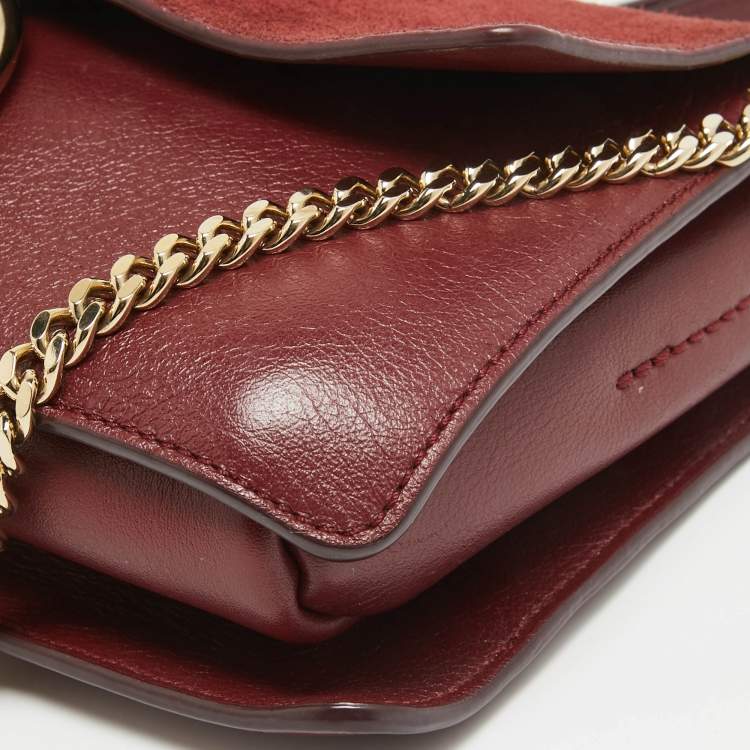 Pre Owned Chloe Burgundy Leather and Suede Small Faye Shoulder Bag