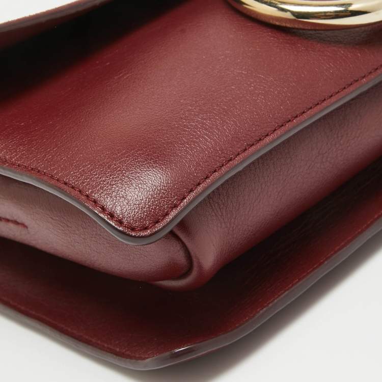 Pre Owned Chloe Burgundy Leather and Suede Small Faye Shoulder Bag