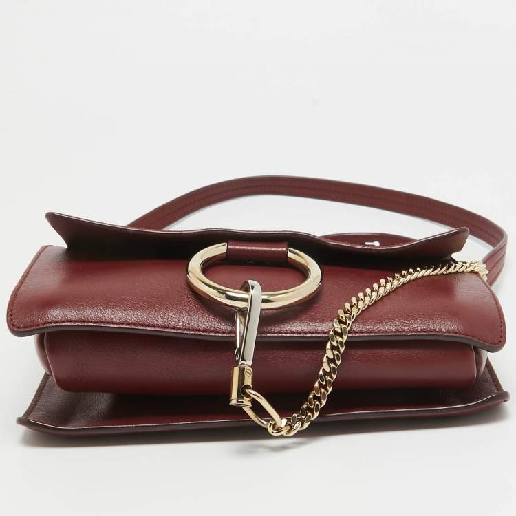 Pre Owned Chloe Burgundy Leather and Suede Small Faye Shoulder Bag
