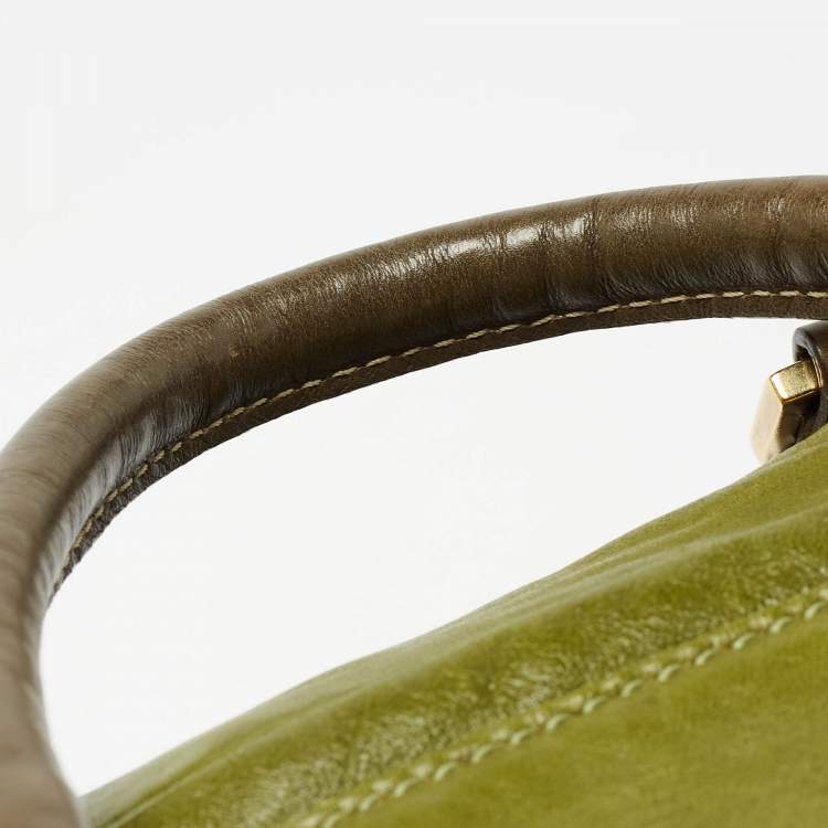 Pre Owned Chloe Green Leather Andy Expandable Satchel