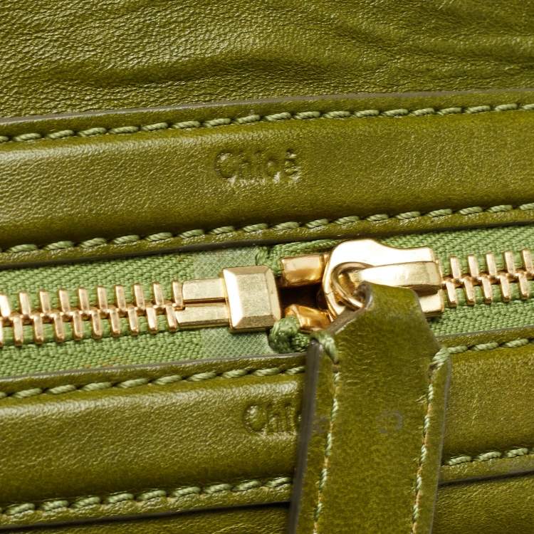 Pre Owned Chloe Green Leather Andy Expandable Satchel