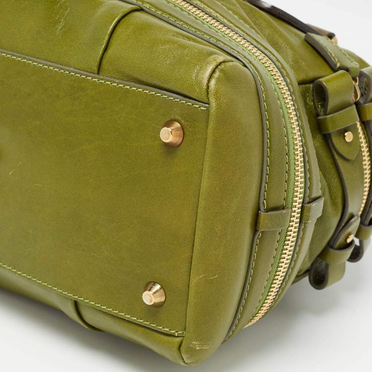 Pre Owned Chloe Green Leather Andy Expandable Satchel