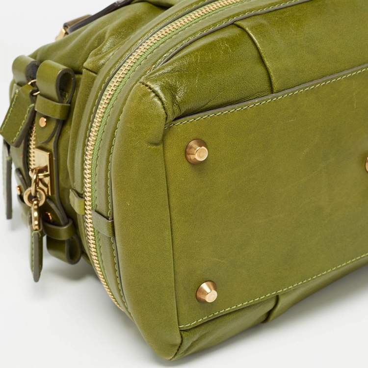 Pre Owned Chloe Green Leather Andy Expandable Satchel
