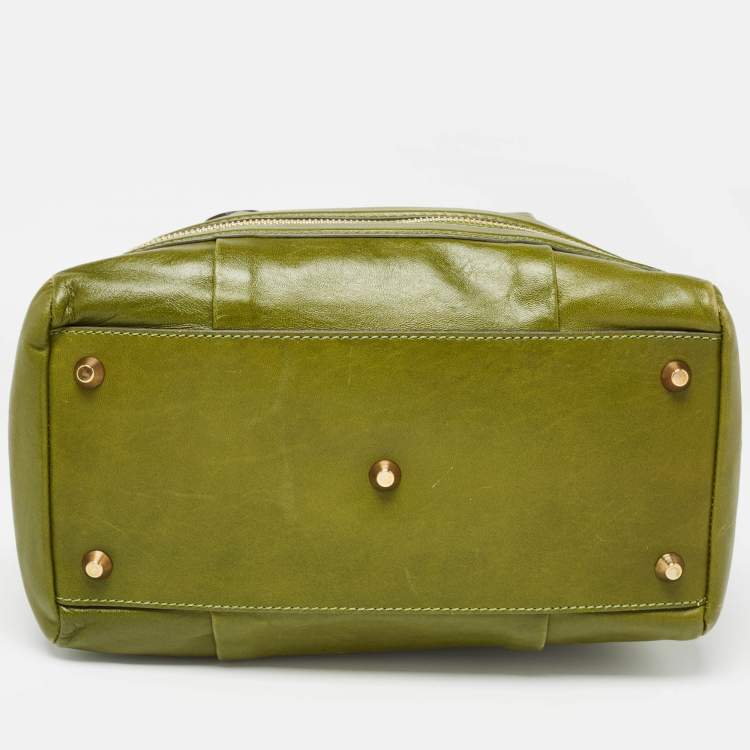 Pre Owned Chloe Green Leather Andy Expandable Satchel