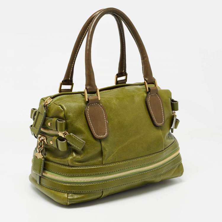 Pre Owned Chloe Green Leather Andy Expandable Satchel