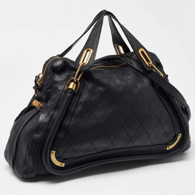 Pre Owned Chloe Black Leather Large Paraty Satchel