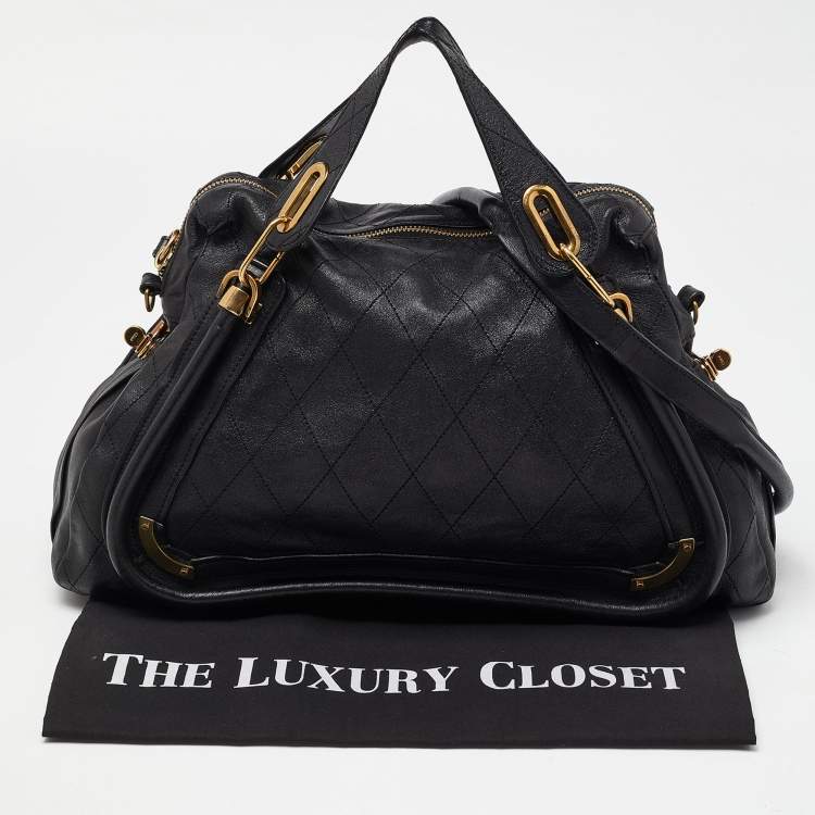 Pre Owned Chloe Black Leather Large Paraty Satchel