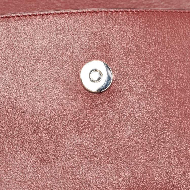 Pre Owned Chloe Burgundy Leather and Suede Small Faye Shoulder Bag