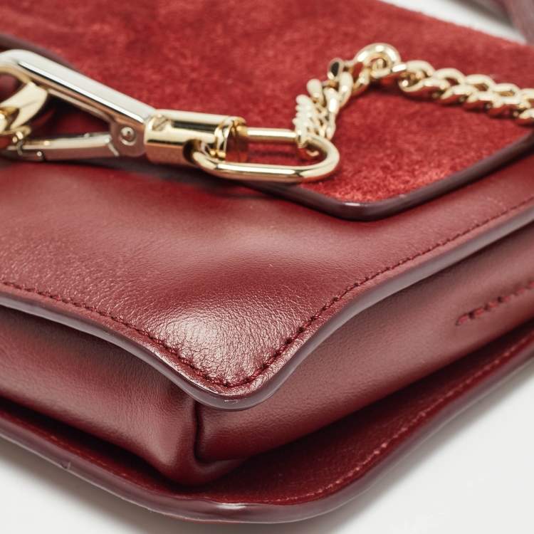 Pre Owned Chloe Burgundy Leather and Suede Small Faye Shoulder Bag