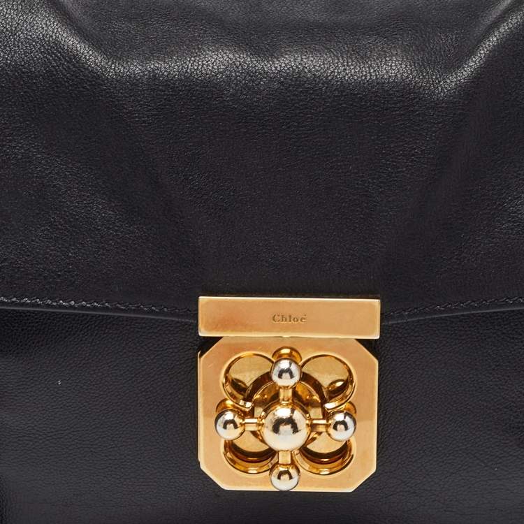 Pre Owned Chloe Black Leather Medium Elsie Chain Shoulder Bag