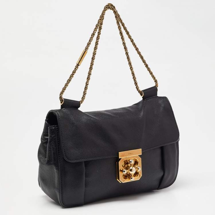 Pre Owned Chloe Black Leather Medium Elsie Chain Shoulder Bag