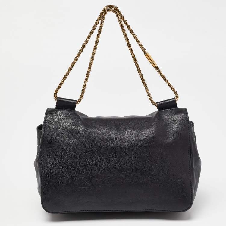 Pre Owned Chloe Black Leather Medium Elsie Chain Shoulder Bag