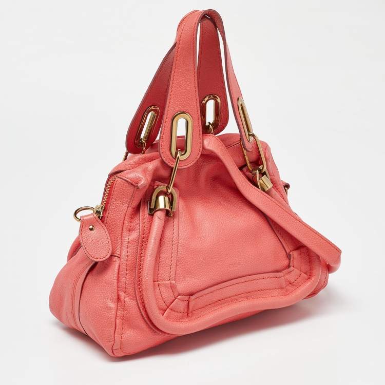 Pre Owned Chloe Coral Leather Small Paraty Bag