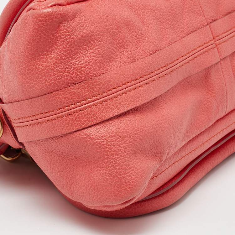 Pre Owned Chloe Coral Leather Small Paraty Bag