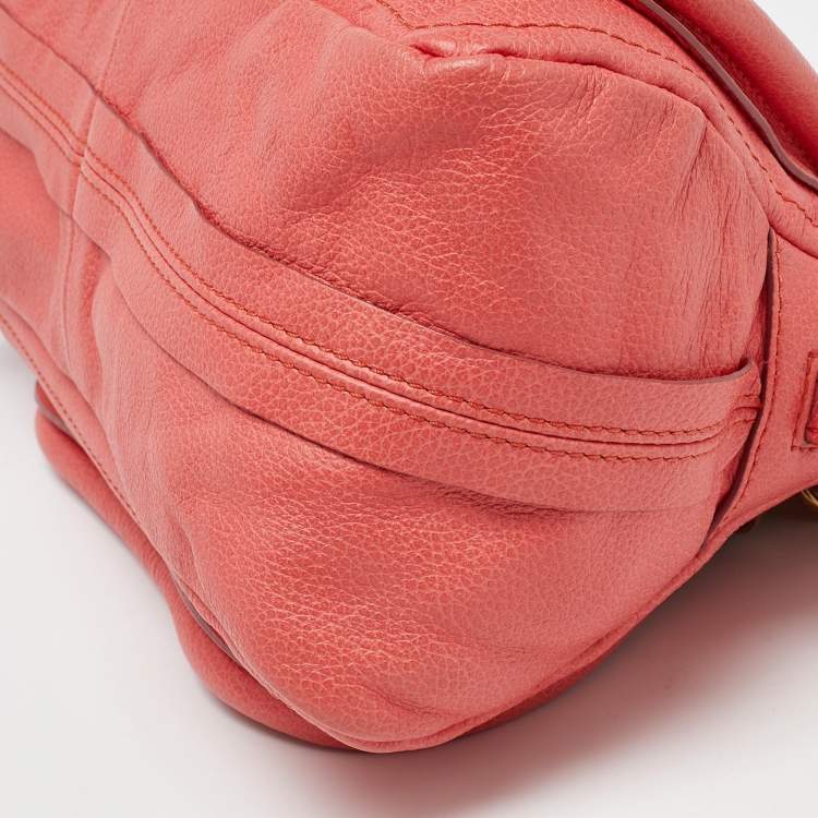 Pre Owned Chloe Coral Leather Small Paraty Bag