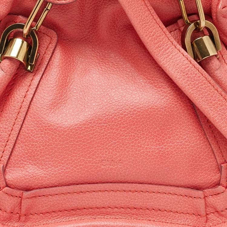 Pre Owned Chloe Coral Leather Small Paraty Bag