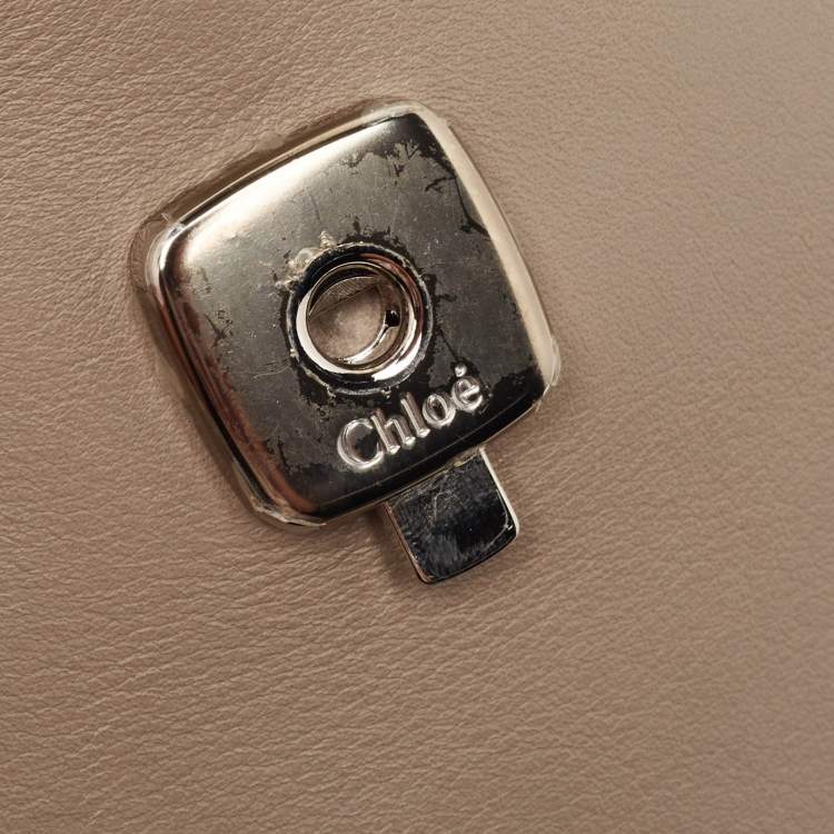 Pre Owned Chloe Grey Leather and Suede Faye Top Handle Bag