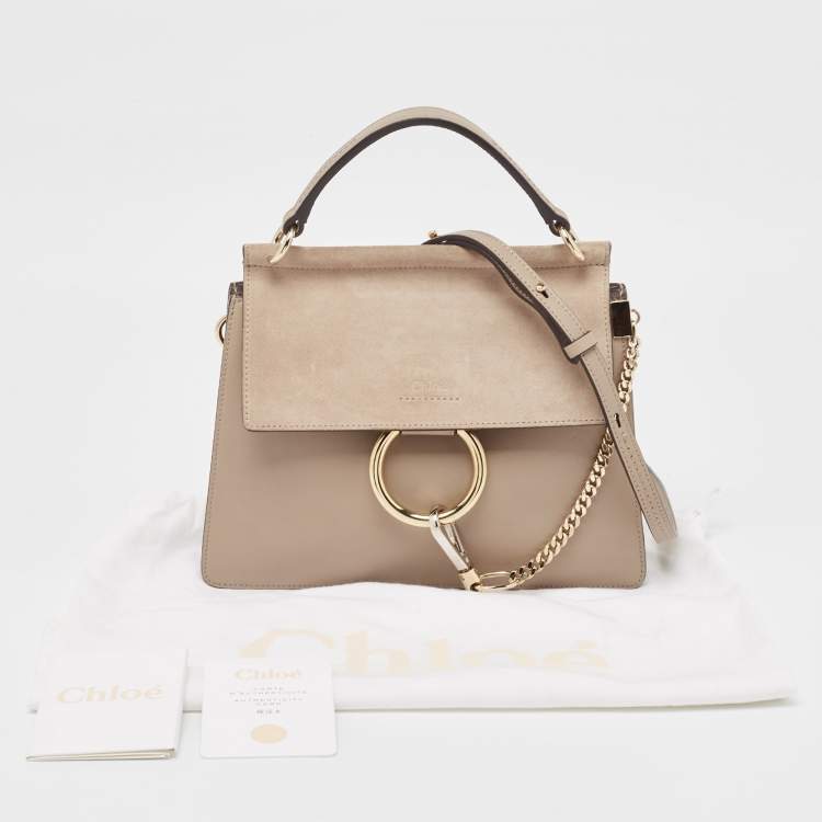 Pre Owned Chloe Grey Leather and Suede Faye Top Handle Bag