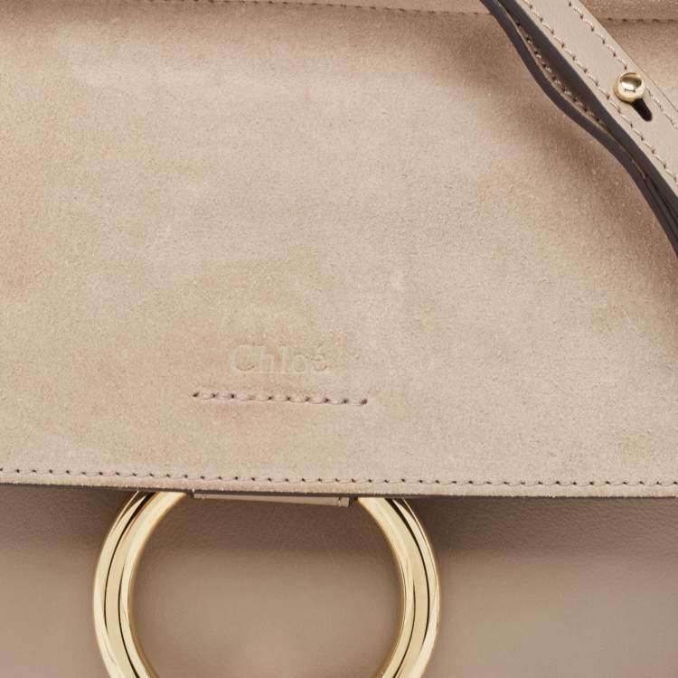 Pre Owned Chloe Grey Leather and Suede Faye Top Handle Bag