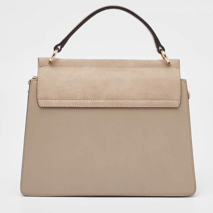Pre Owned Chloe Grey Leather and Suede Faye Top Handle Bag