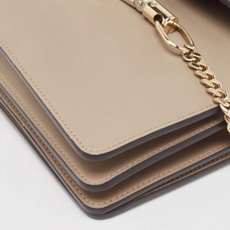 Pre Owned Chloe Grey Leather and Suede Faye Top Handle Bag