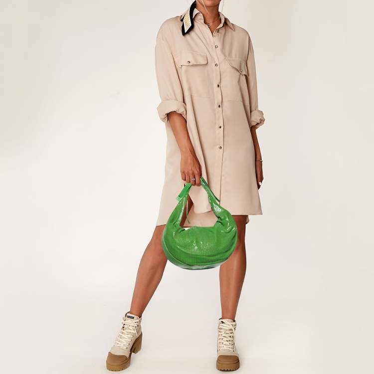 Pre Owned Chloe Green Metal Mesh and Leather Chainmail Hobo
