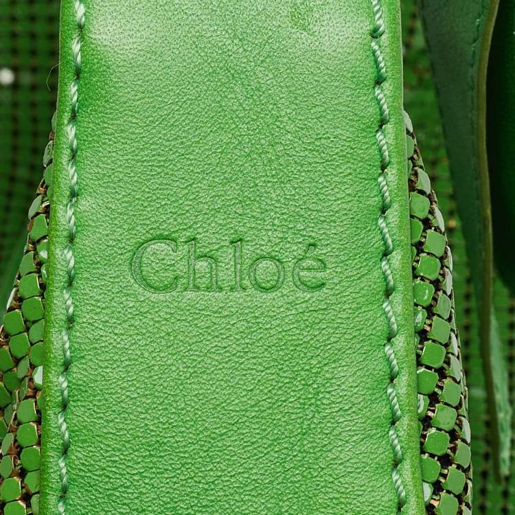 Pre Owned Chloe Green Metal Mesh and Leather Chainmail Hobo