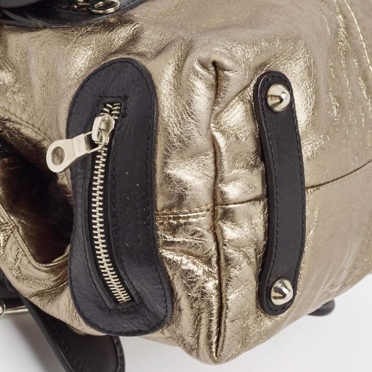 Pre Owned Chloe Black/Metallic Leather Double Zip Shoulder Bag