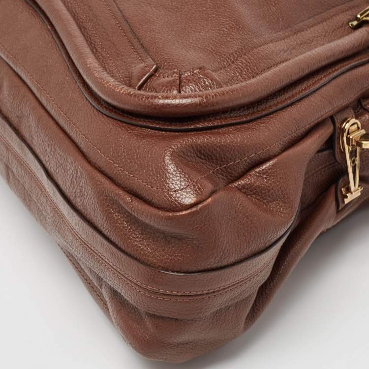 Pre Owned Chloe Dark Brown Leather Large Paraty Shoulder Bag