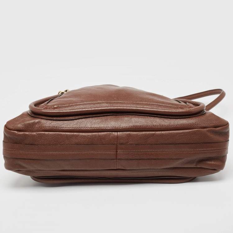 Pre Owned Chloe Dark Brown Leather Large Paraty Shoulder Bag