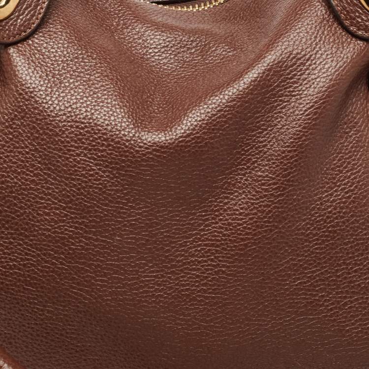 Pre Owned Chloe Dark Brown Leather Large Paraty Shoulder Bag