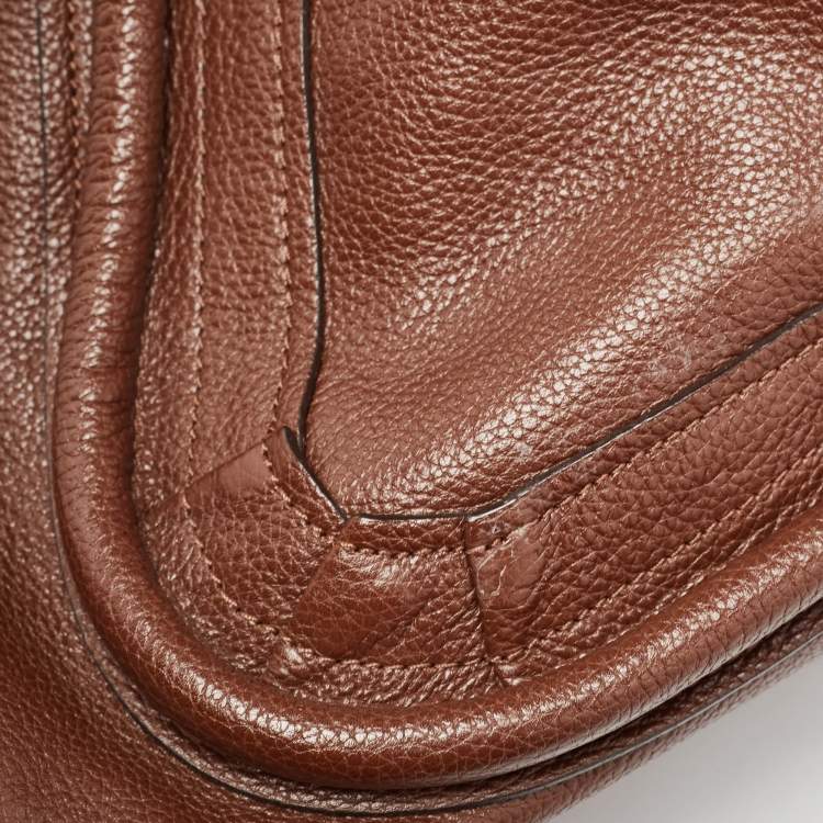 Pre Owned Chloe Dark Brown Leather Large Paraty Shoulder Bag