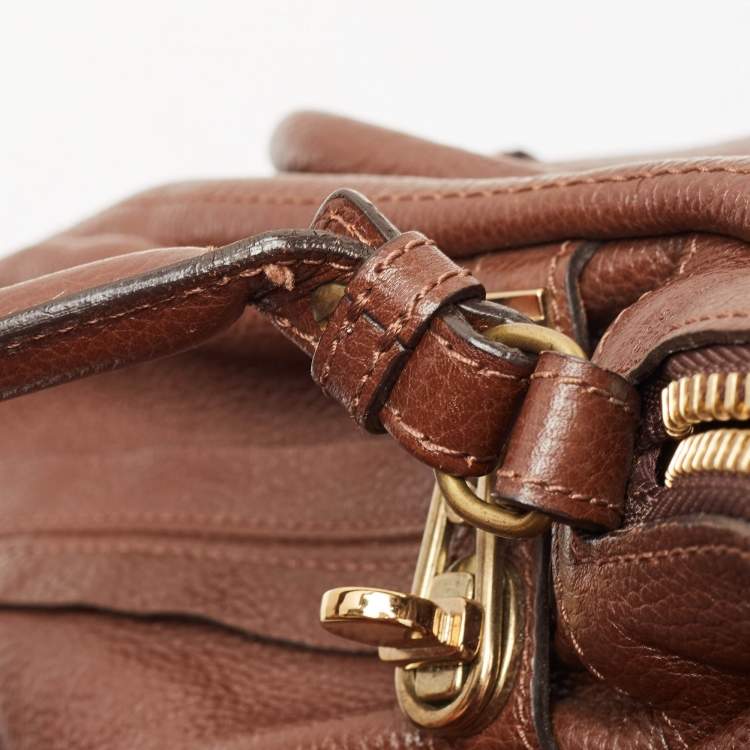 Pre Owned Chloe Dark Brown Leather Large Paraty Shoulder Bag