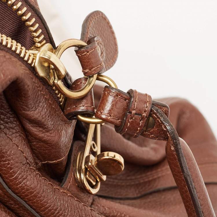 Pre Owned Chloe Dark Brown Leather Large Paraty Shoulder Bag