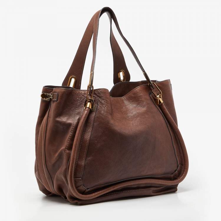 Pre Owned Chloe Brown Leather Large Paraty Satchel