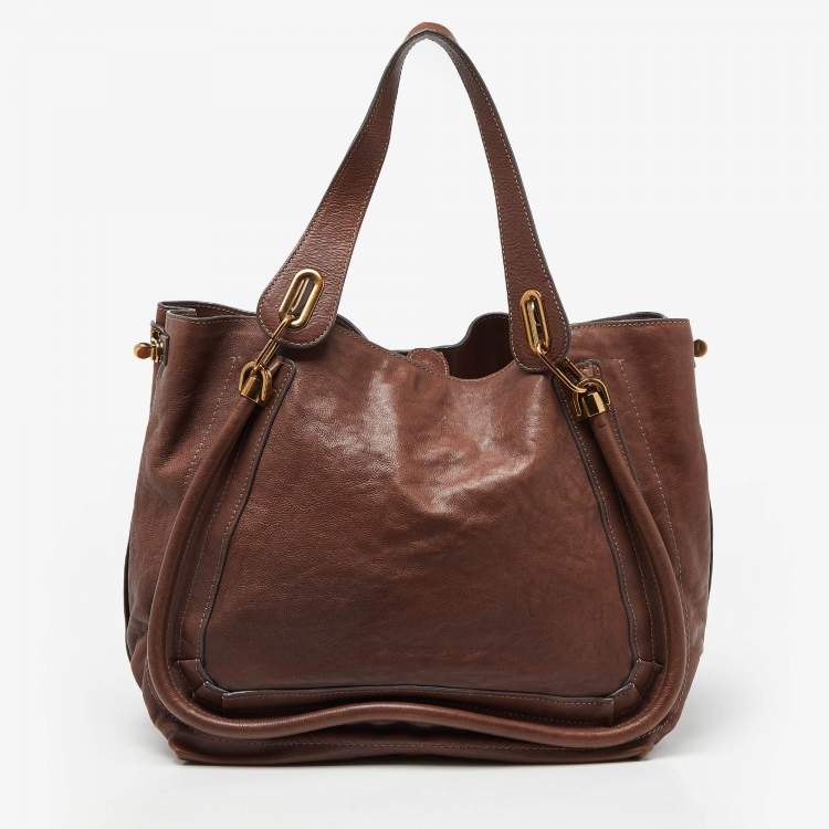 Pre Owned Chloe Brown Leather Large Paraty Satchel