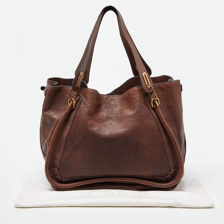Pre Owned Chloe Brown Leather Large Paraty Satchel