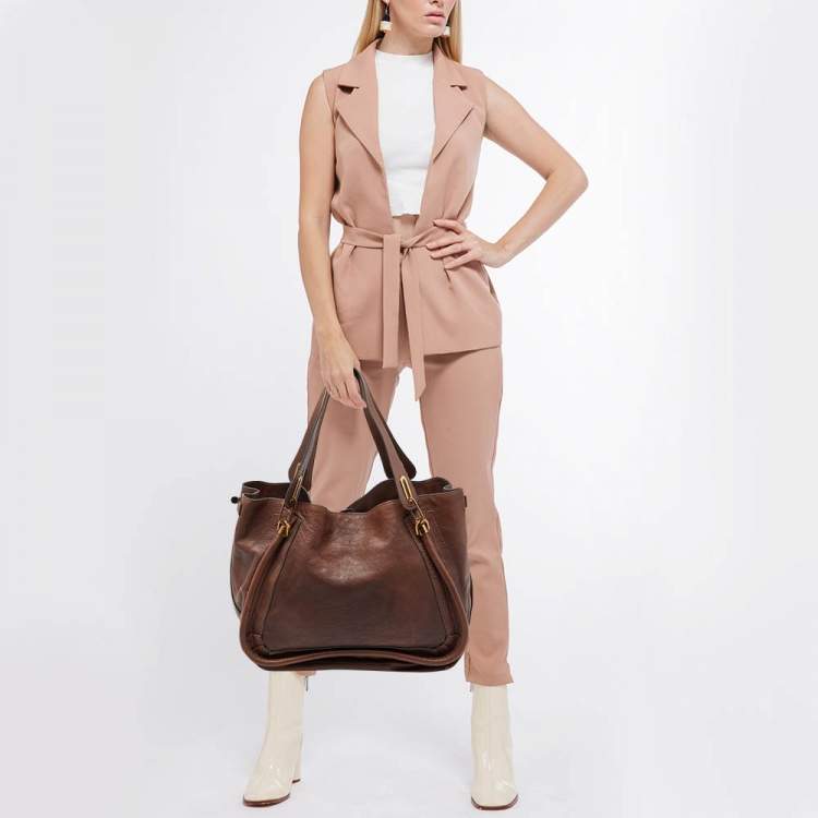 Pre Owned Chloe Brown Leather Large Paraty Satchel