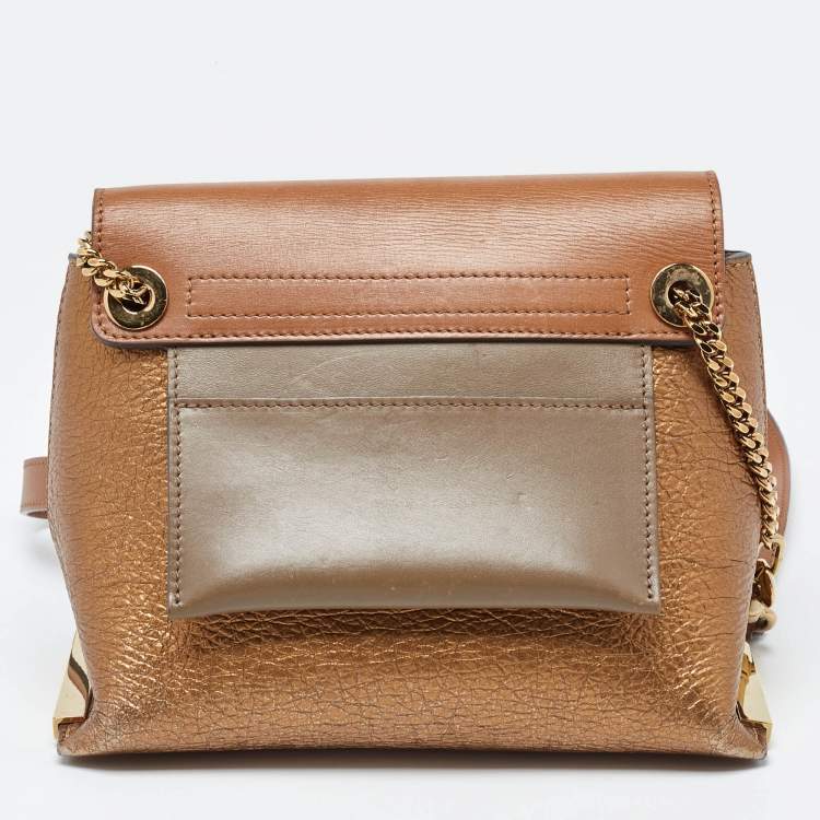 Pre Owned Chloe Tri Color Leather Small Clare Shoulder Bag