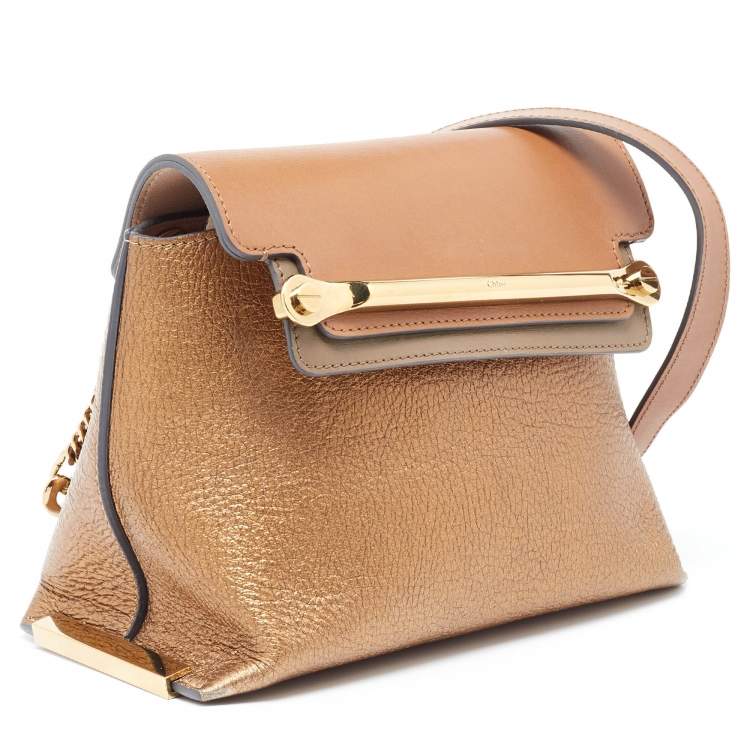 Pre Owned Chloe Tri Color Leather Small Clare Shoulder Bag
