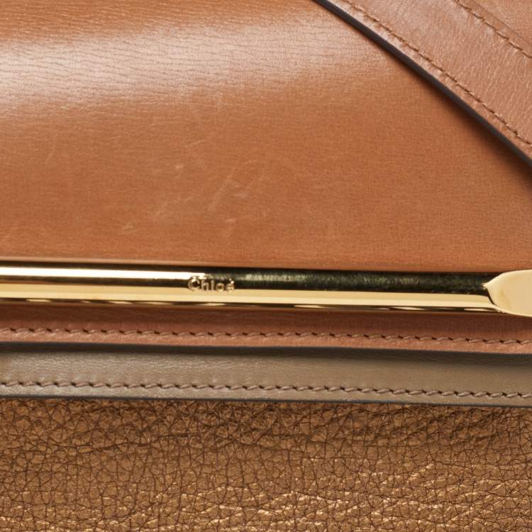 Pre Owned Chloe Tri Color Leather Small Clare Shoulder Bag