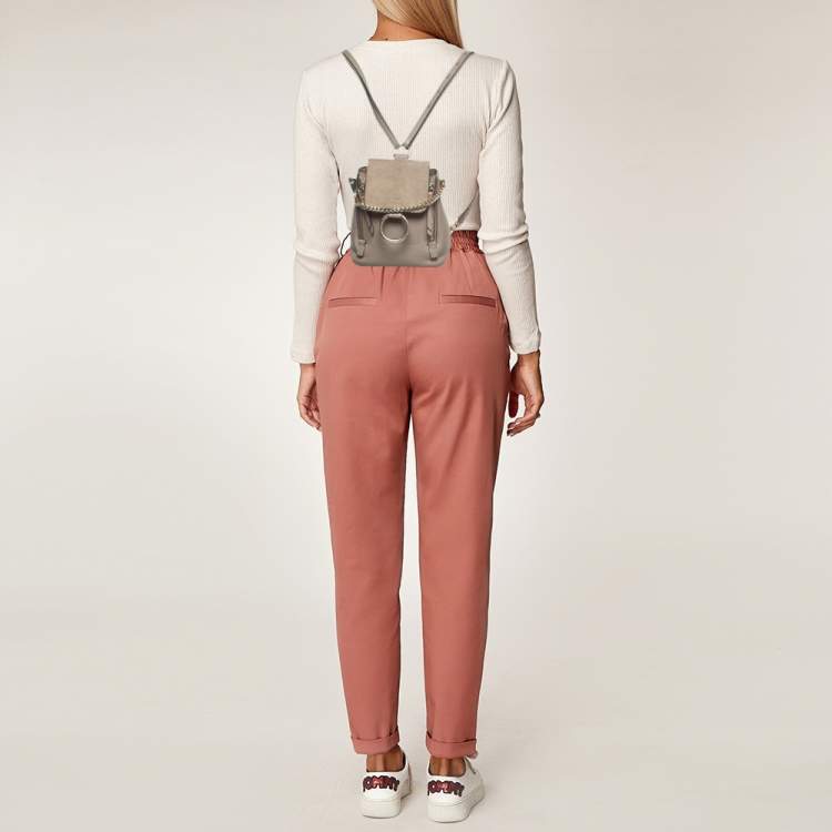 Pre Owned Chloe Grey Leather and Suede Faye Backpack
