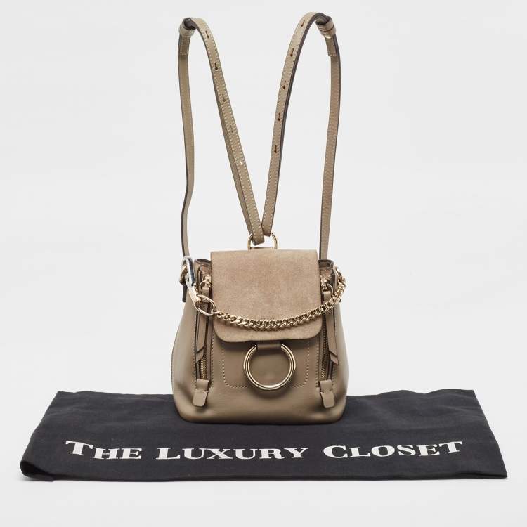 Pre Owned Chloe Grey Leather and Suede Faye Backpack