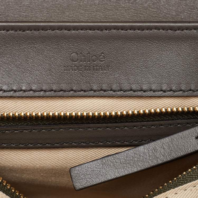Pre Owned Chloe Tri Color Croc Embossed Leather C Top Handle Bag